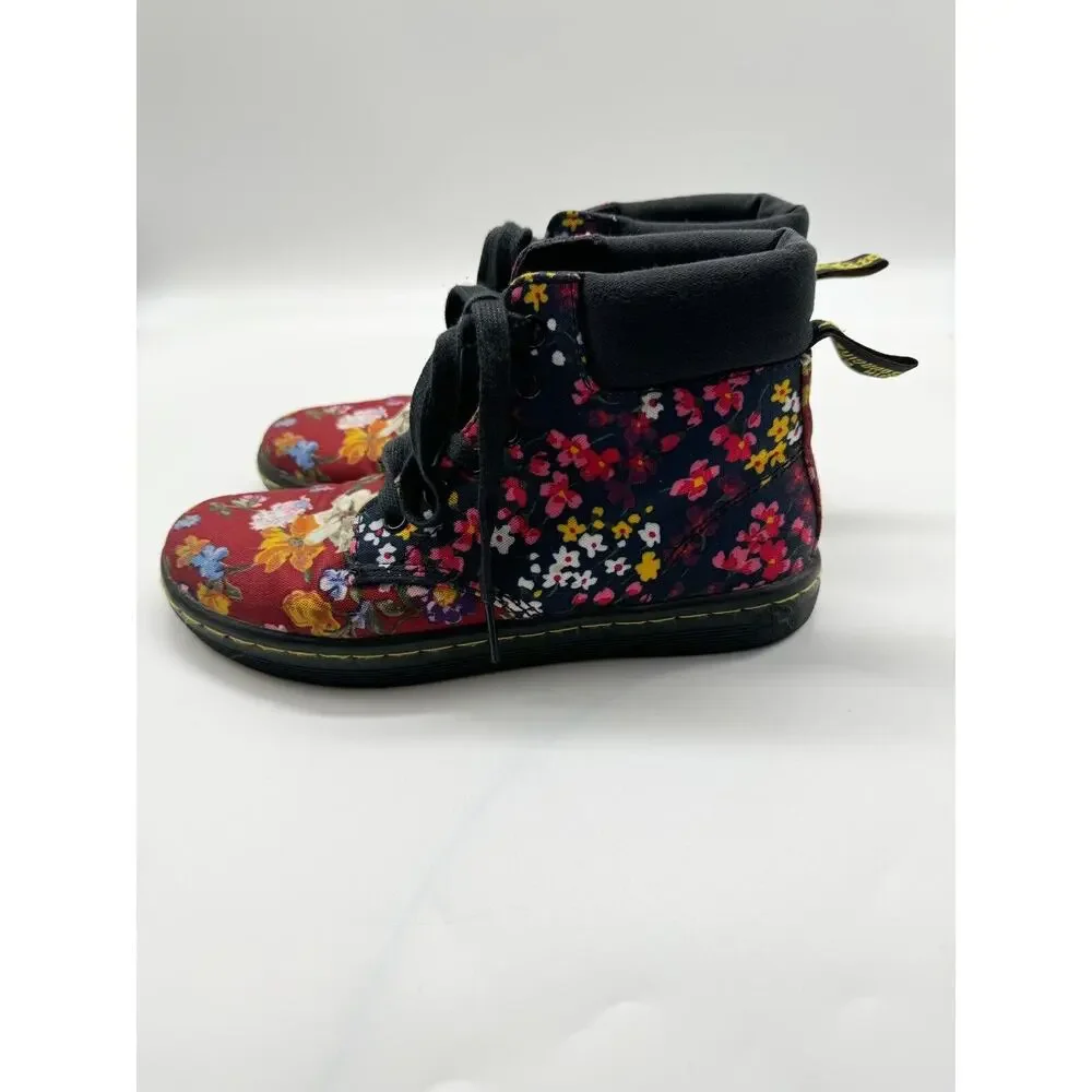 Dr. Martens Maelly Dark Floral Canvas Upper High Top Combat Boots Women’s Size 5 - Picture 1 of 12